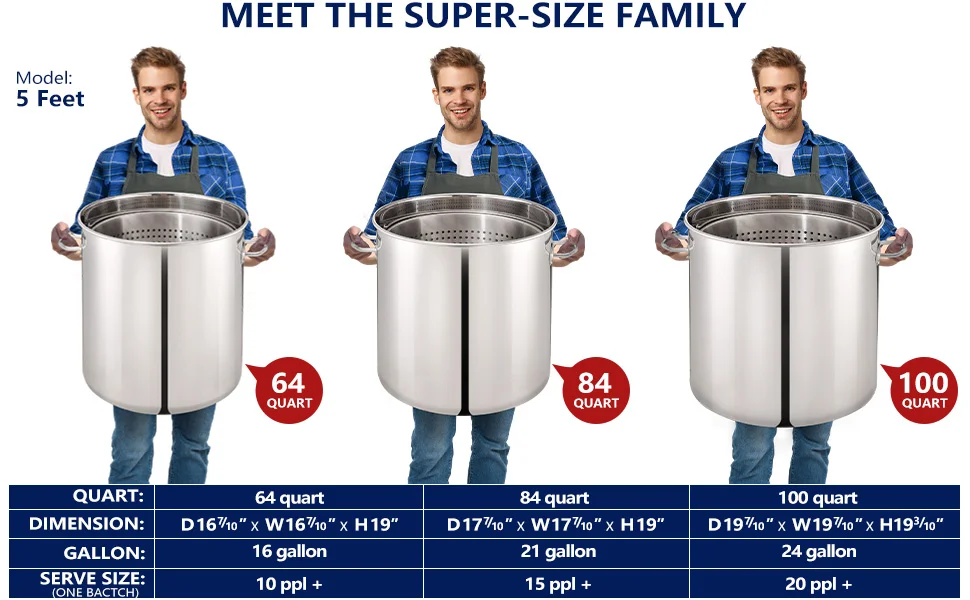 ARC Seafood Boil Pot in 3 Sizes and Details