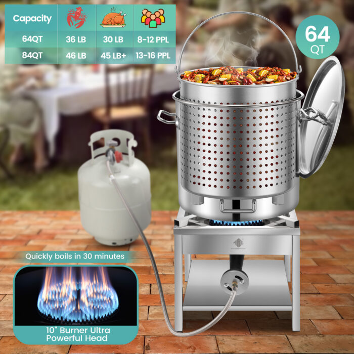 Seafood Boil Pot Large Pot Propane Burner Outdoor Fryer ARC 84