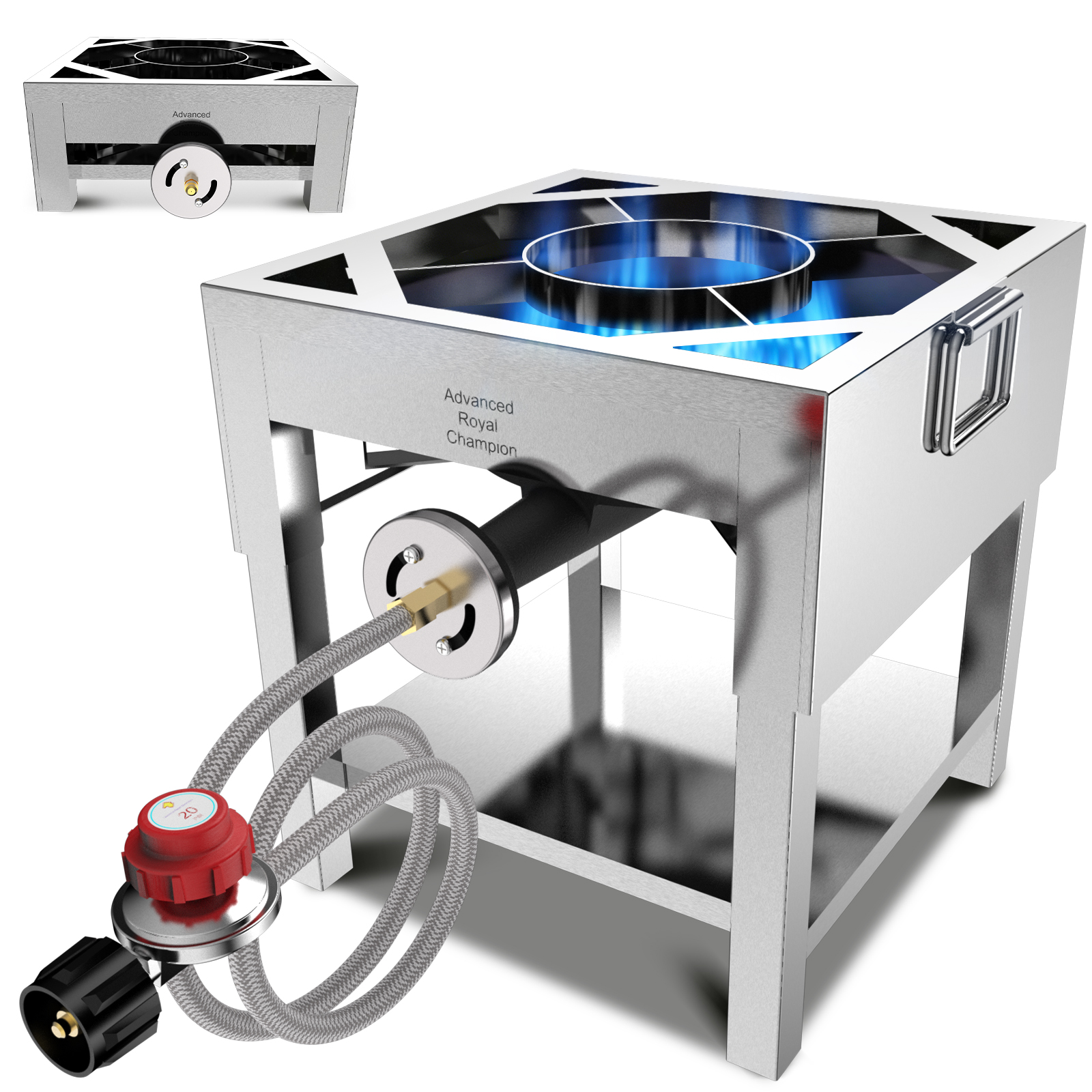 12(3) ARC Single Burner Propane Stove with Foldable Legs -Extra Large 17"Cubic,High-pressure 20PSI Stainless Steel Propane Burners for Outdoor Cooking Turkey Fry, Seafood Boil, BBQ, Homebrewing - Image 1