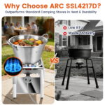 ARC Single Burner Propane Stove with Foldable Legs -Extra Large 17"Cubic,High-pressure 20PSI Stainless Steel Propane Burners for Outdoor Cooking Turkey Fry, Seafood Boil, BBQ, Homebrewing - Image 2